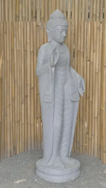Product image 3 of the product “Standing Buddha - Abhaya mudra made of Riverstone, ca. 179 cm High ”